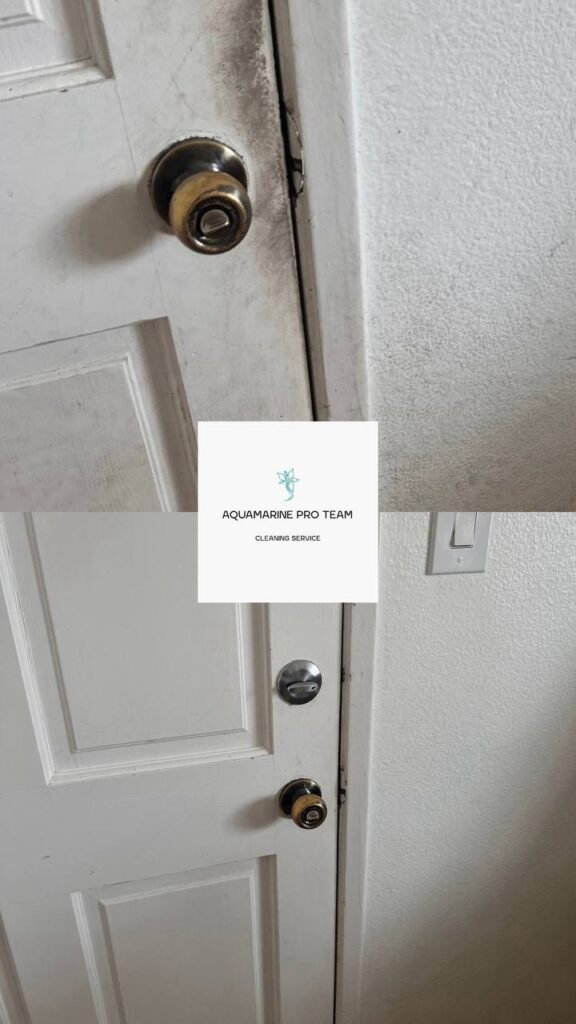 Door handle before and after cleaning – Aquamarine Pro Team