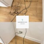 Cleaning behind the stove before and after