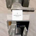 Shower faucet before and after lime scale removal – Aquamarine Pro Team