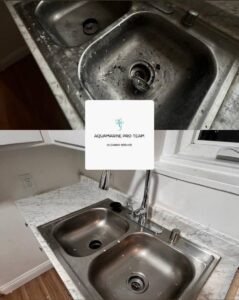 Sink before and after move-in cleaning – Aquamarine Pro Team