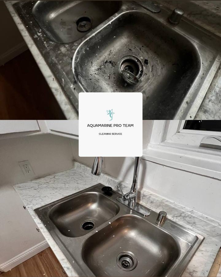 Sink before and after move-in cleaning – Aquamarine Pro Team