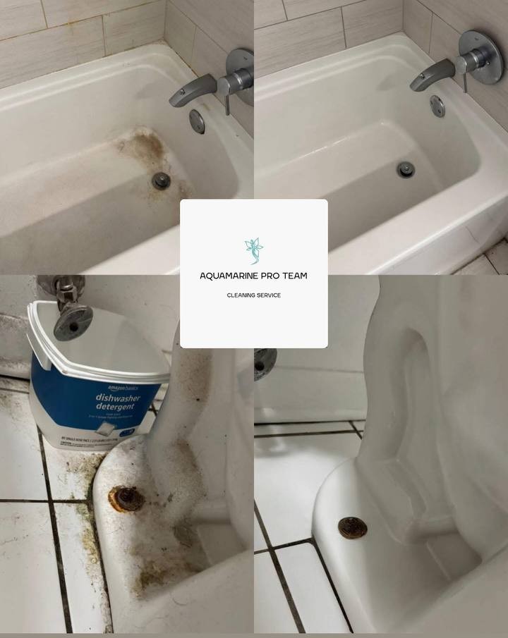 Bathroom and toilet before and after cleaning – Aquamarine Pro Team