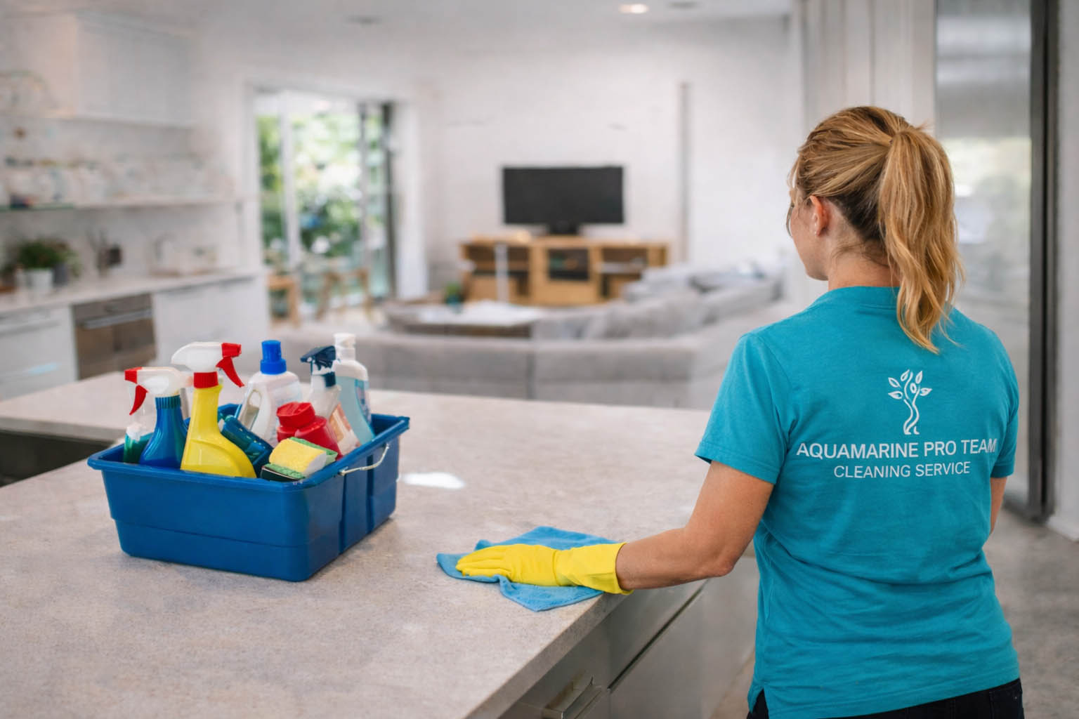 Standard house cleaning in a bright Los Angeles home